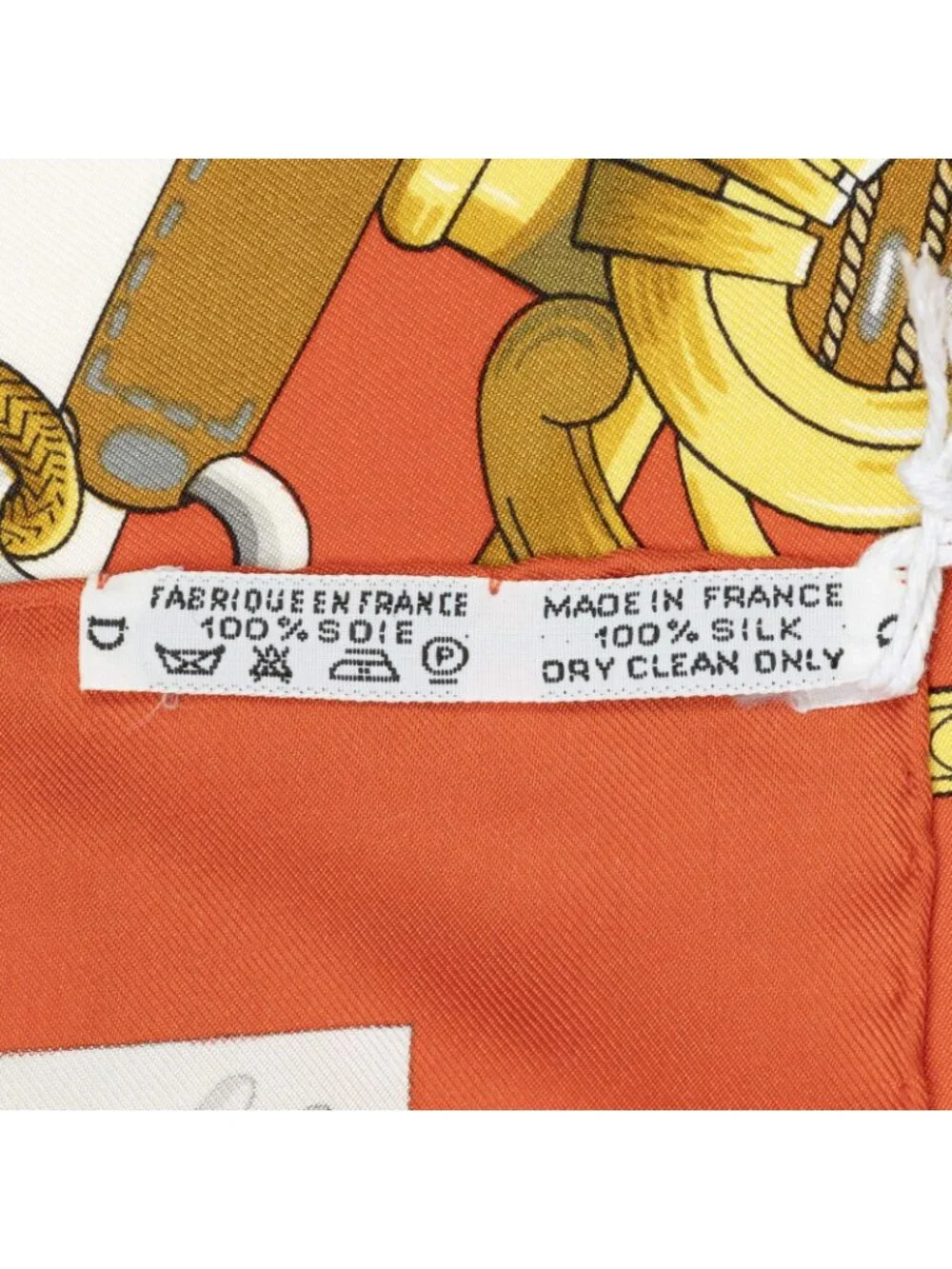 Hermes Scarf Red Gold White Silk